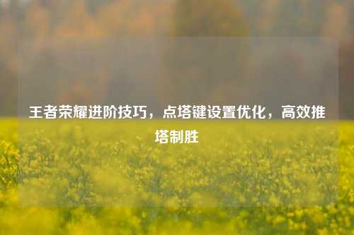 王者荣耀进阶技巧，点塔键设置优化，高效推塔制胜