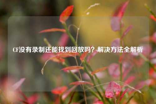 CF没有录制还能找到回放吗？解决方法全解析