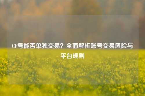 CF号能否单独交易？全面解析账号交易风险与平台规则