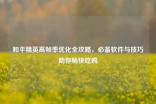 和平精英高帧率优化全攻略，必备软件与技巧助你畅快吃鸡