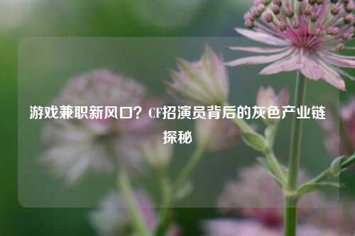 游戏兼职新风口？CF招演员背后的灰色产业链探秘