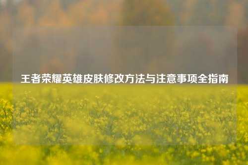 王者荣耀英雄皮肤修改方法与注意事项全指南