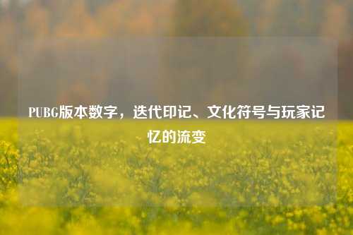 PUBG版本数字，迭代印记、文化符号与玩家记忆的流变