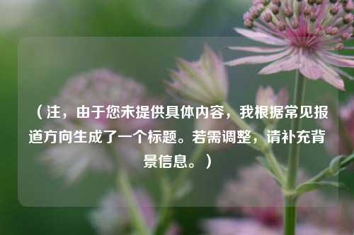 （注，由于您未提供具体内容，我根据常见报道方向生成了一个标题。若需调整，请补充背景信息。）